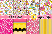 Pink School Digital Paper, a Pattern Graphic by Coco Bloom (Thumbnail 1 of 3)