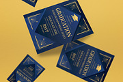 Blue Art Deco Graduation Invitation, a Card Template by graphicook (Thumbnail 2 of 3)