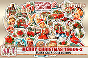 Merry Christmas Fussy-2 Cuts, a Seasonal Illustration by CraftArtStory (Thumbnail 1 of 6)