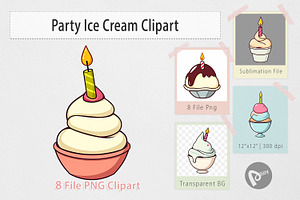 Party Ice Cream Clipart, a Graphic by Artnoy