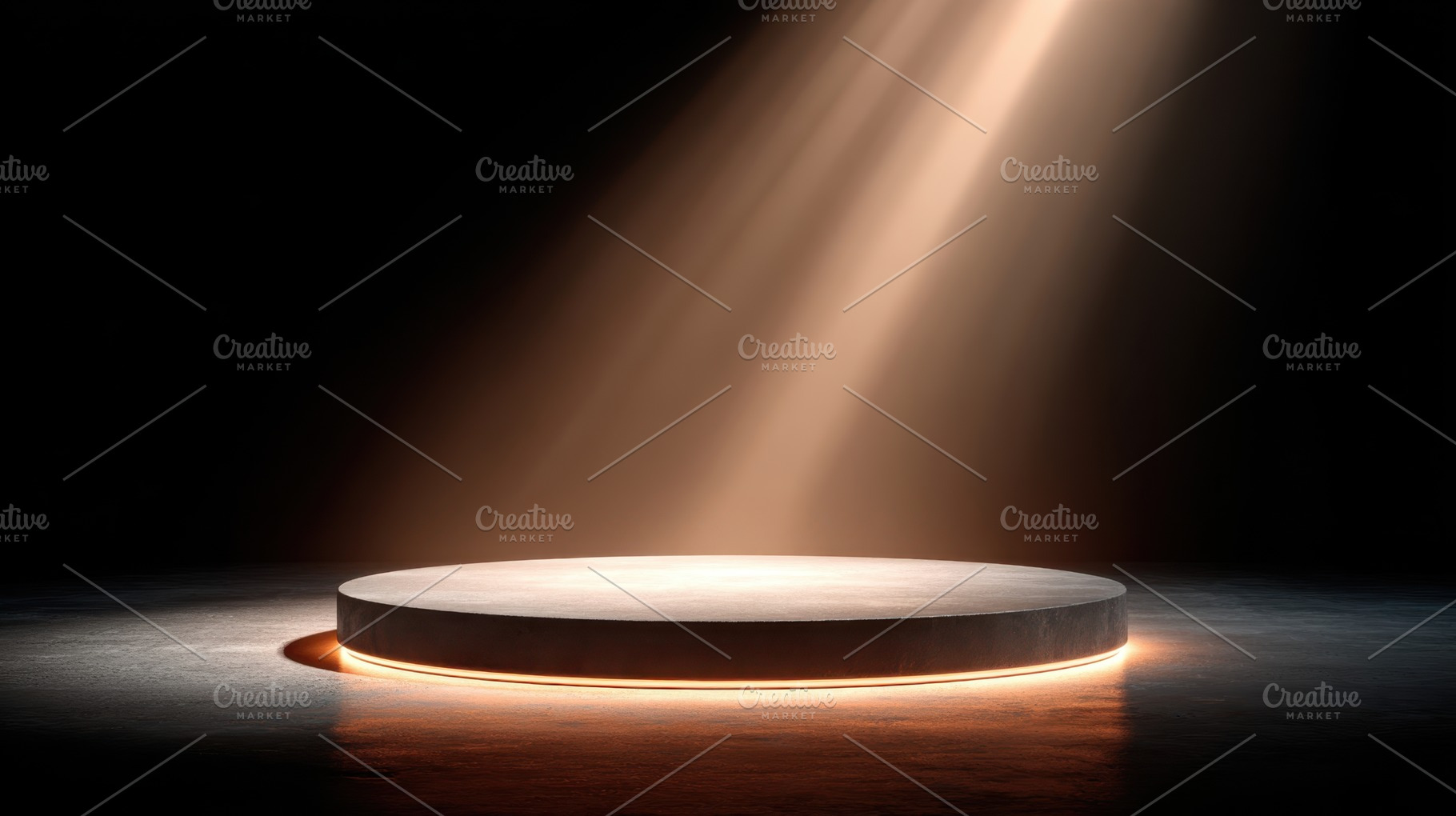 Illuminated circular platform in dark setting, a Background Photo by AlyaAnd