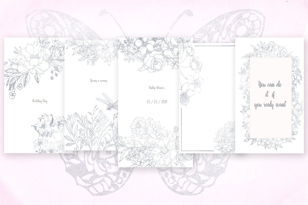 Card templates, floral illustrations, a Card Template by AnastasiyaOleynik (Photo 4 of 10)