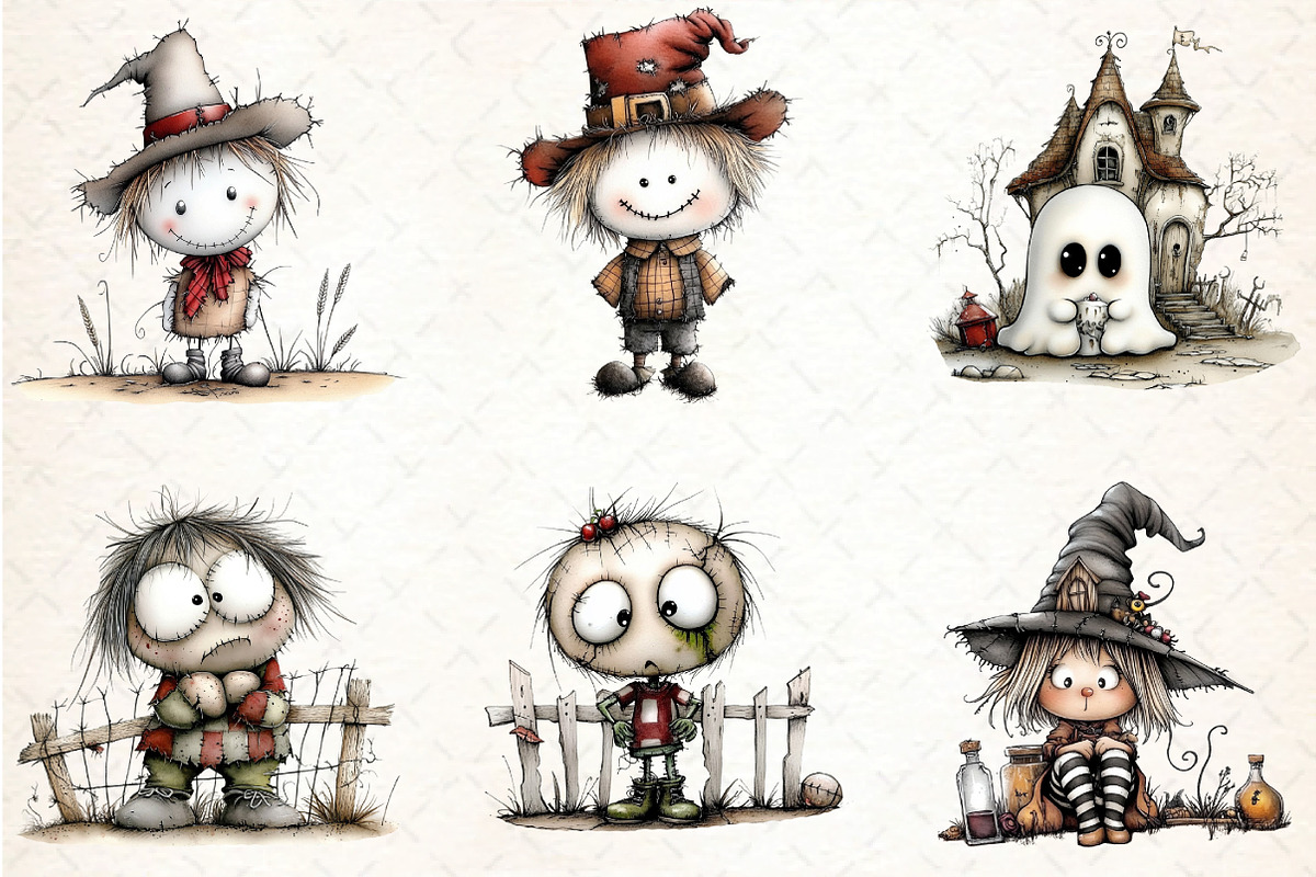 Whimsical Halloween Clipart Bundle, an Illustration by DreamCafeArt (Photo 7 of 8)