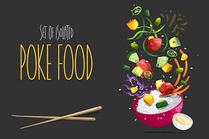 Set Poke. Vector Illustrations