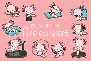 Cute Kawaii Axolotl Sportsman Set