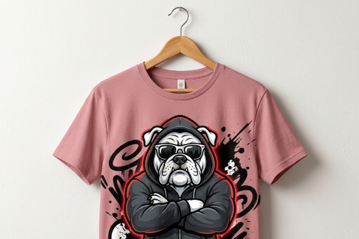 Gangster Bulldog Hoodie Art, a Shirt Mockup by Vector Stall (Photo 6 of 13)