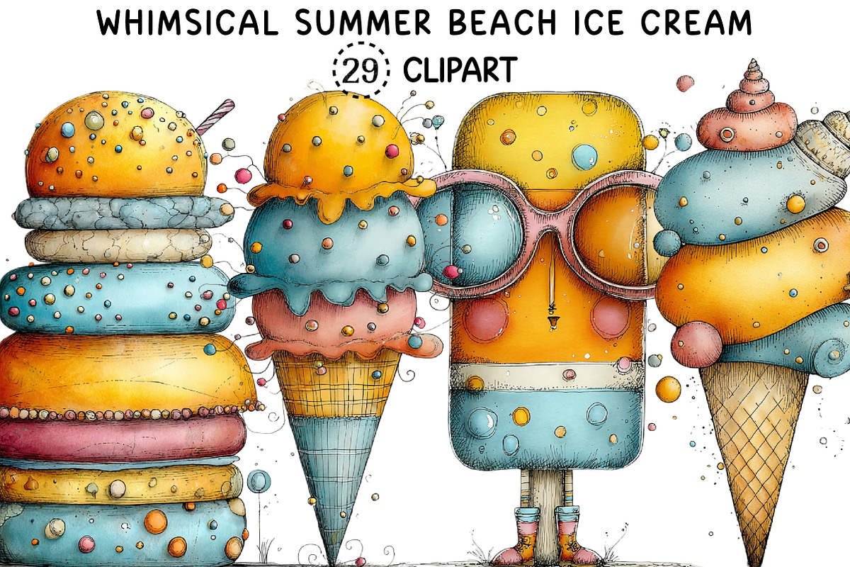 Whimsical Summer Beach Ice Cream, an Object Illustration by Creative Art (Photo 1 of 8)