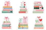 Valentine Stack of Books Clipart, an Illustration by Dream Creation (Thumbnail 6 of 7)