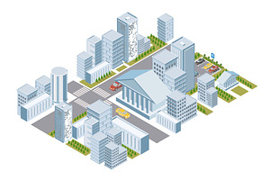 flat isometric city set