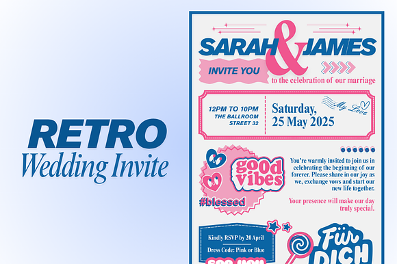 RETRO WEDDING INVITE FREE ELEMENTS preview 4