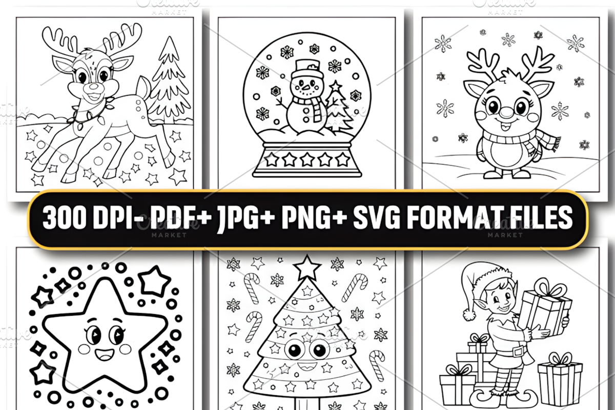 Bold Easy Cute Christmas Coloring, a Seasonal Illustration by Coco Bloom (Photo 3 of 6)