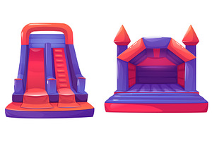 Inflatable bouncy house set on white, an Illustration by art PVP - market