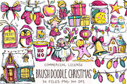 Brush Doodle Christmas Clipart, an Illustration by OK Design (Thumbnail 1 of 6)