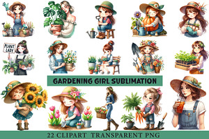 Gardening Girl Sublimation Bundle, an Illustration by cherrydesign