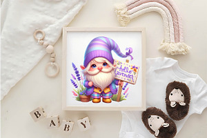 Watercolor Lavender Gnomes Clipart