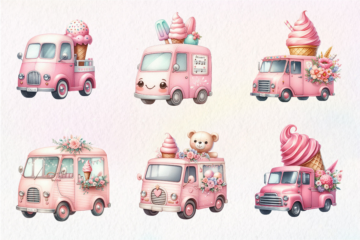 Summer Ice Cream Truck Clipart, an Illustration by CreationArt (Photo 7 of 9)
