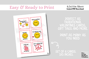 Retro Smiley Face Valentine Cards