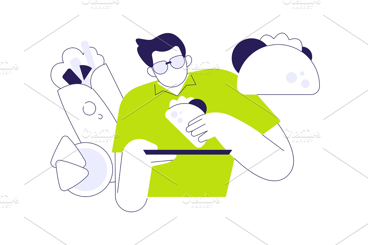 Mexican tacos isolated cartoon, a Person Illustration by Visual Generation