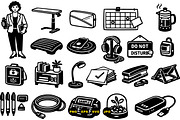 Office Essentials Black Icons Set, an Illustration by designvectx (Thumbnail 3 of 3)