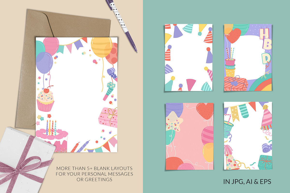 Birthday Party Bundle Illustrations, a Background Graphic by CreativeChristiana (Photo 7 of 17)