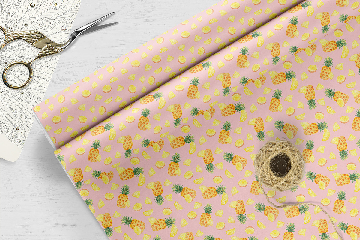 Watercolor Pineapple Patterns Set, a Pattern Graphic by Oksana Dovhopol Art (Photo 11 of 11)
