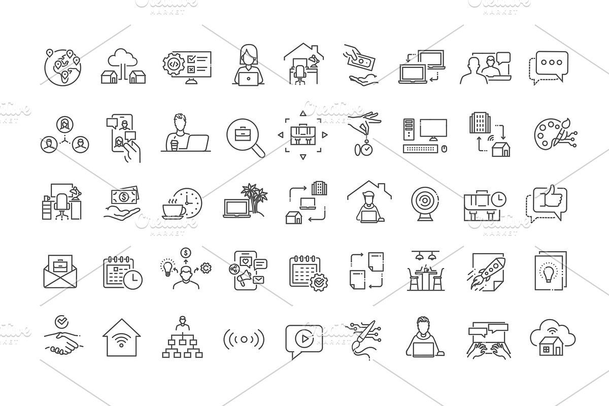 Freelance and Remote Work Icon Set, an Outline Icon by Tettygreen (Photo 2 of 2)