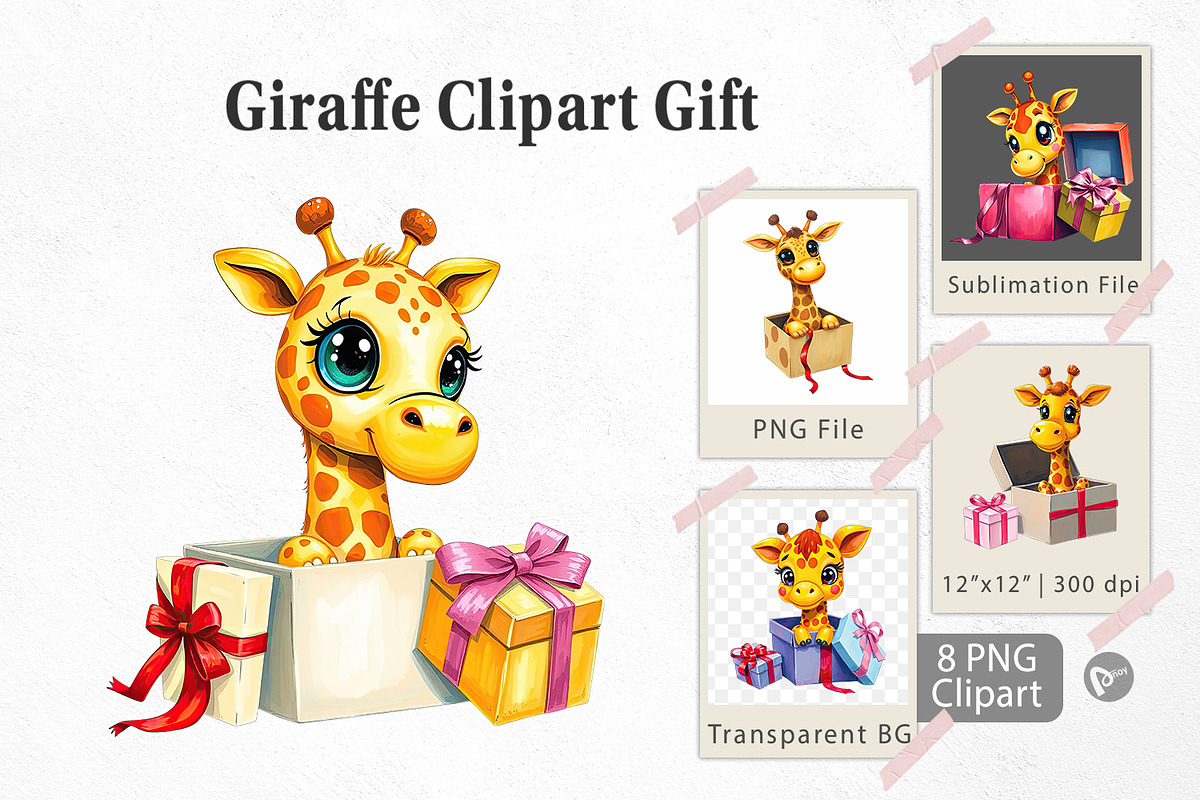 Giraffe Clipart Gift, a Graphic by Artnoy (Photo 1 of 5)