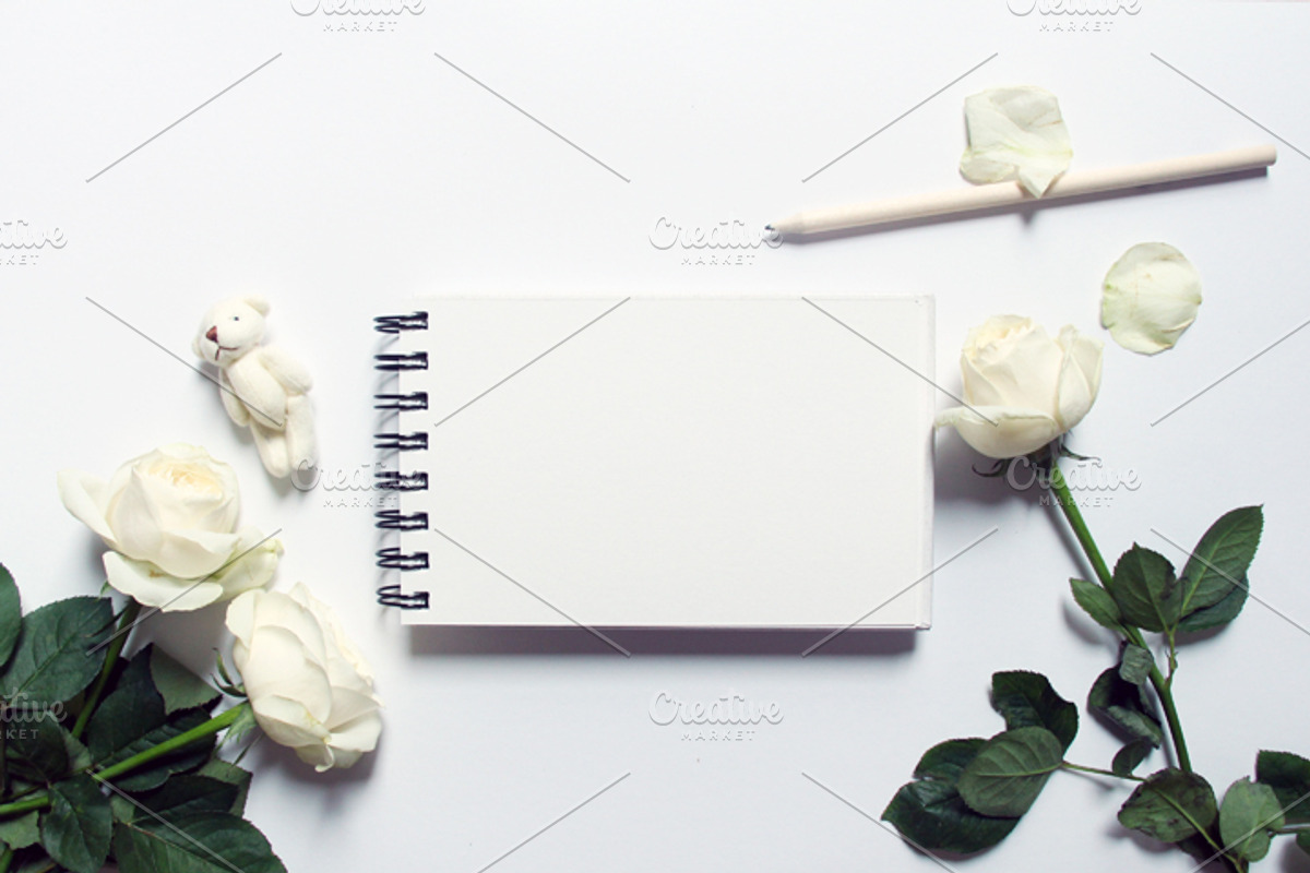 White Roses Stock Mockup, a Print Template by littleprince (Photo 4 of 6)