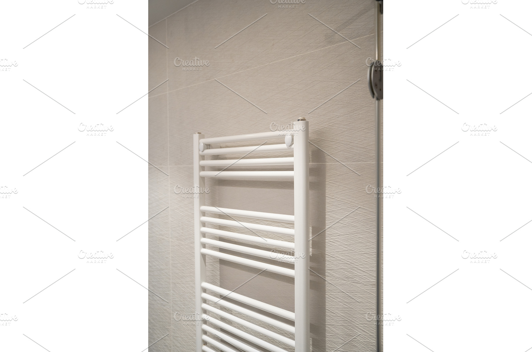 White towel warmer radiator creating, an Architecture Photo by volodymyrshtun13795