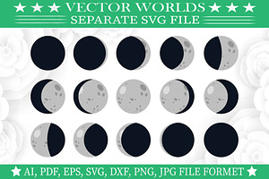 Moon Phases SVG, Moon, Phases SVG, an Object Graphic by VectorWorlds
