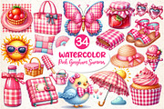 Bohemian Pink Gingham Summer Clipart, an Illustration by Dream Creation (Thumbnail 1 of 4)