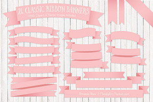 Soft Pink Ribbon Banner Clipart, an Illustration by Amanda Ilkov