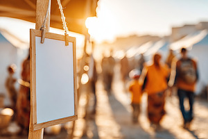Social poster displayed on a fence during outdoor community gathering in warm s, a Background Photo by AlyaAnd