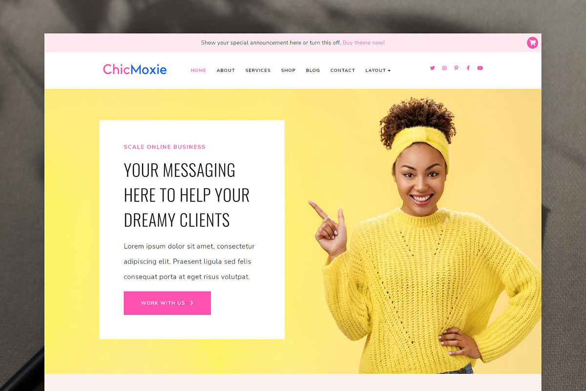 ChicMoxie Elementor WordPress Theme, a WordPress Template by Bluchic (Photo 1 of 5)