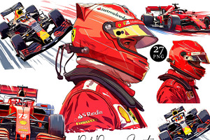 Watercolor Red Racing Sports Clipart, a Sport Illustration by Design Scotch