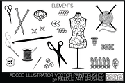 30 Needle Art Brushes - Illustrator, a Brush Add-On by Pickover Designs (Thumbnail 3 of 4)