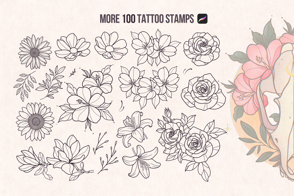 Procreate Stamps Bundle Tattoo, a Brush Add-On by InkPrintsTattoo (Photo 8 of 10)