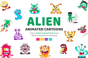 Animated Alien Sticker Set, an Emoji Icon by Vectors Market