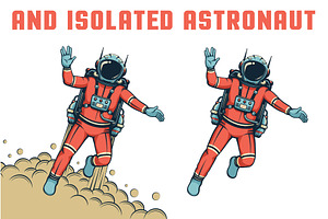 Astronaut With Jetpack Retro