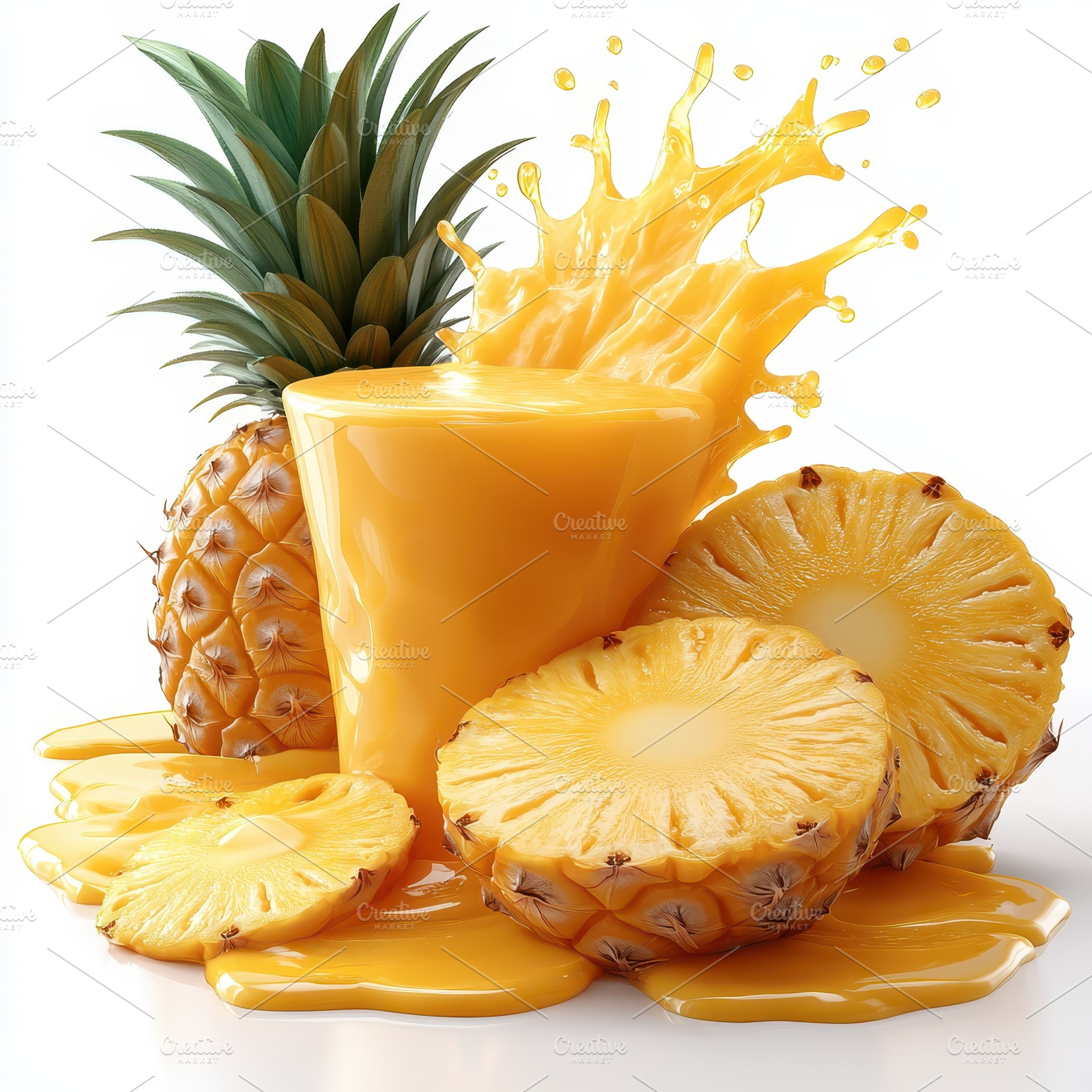 Refreshing Pineapple Juice Splash Tr, a Food & Drink Photo by Pixeness Studio