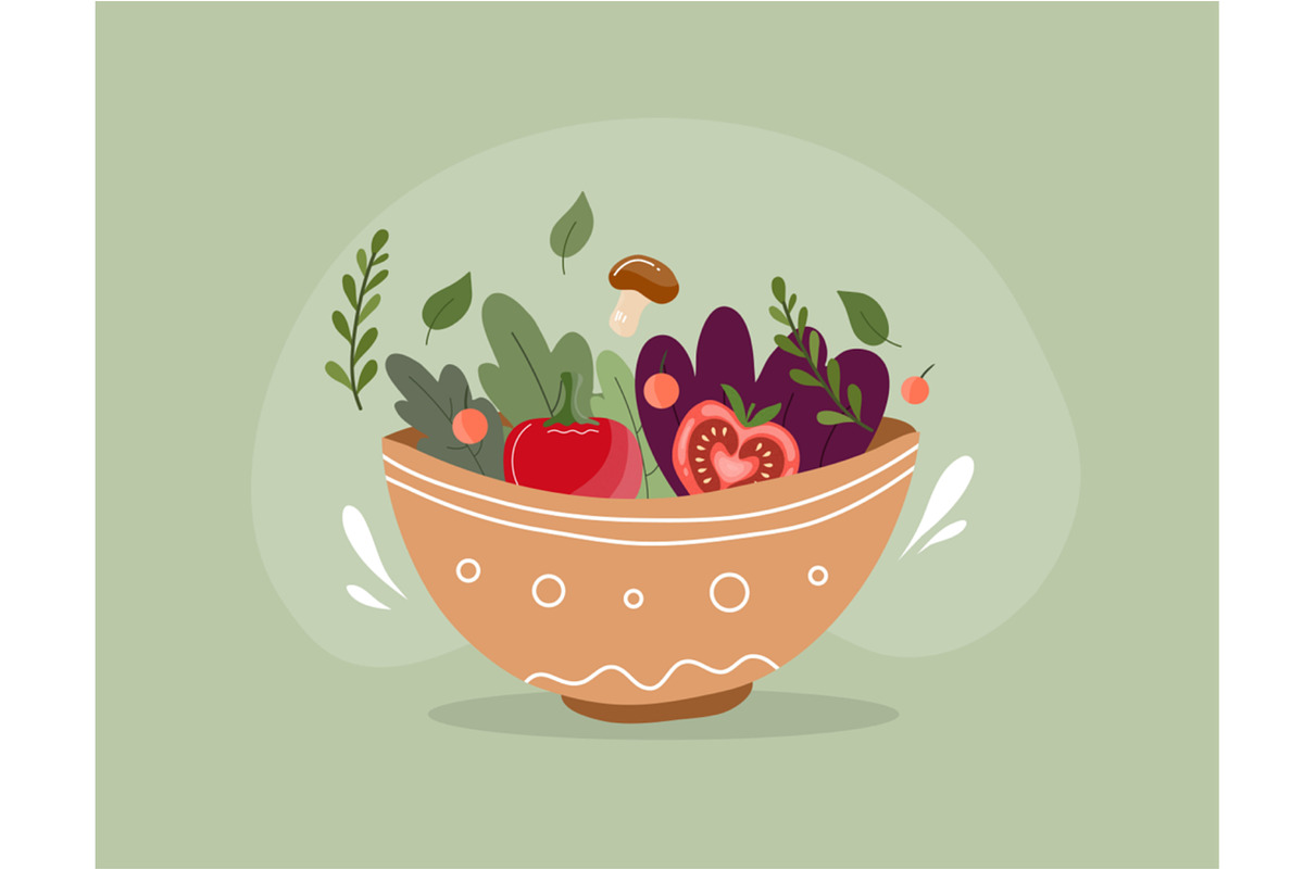 Vegan day background vector set, a Food Illustration by foxndeer (Photo 2 of 4)