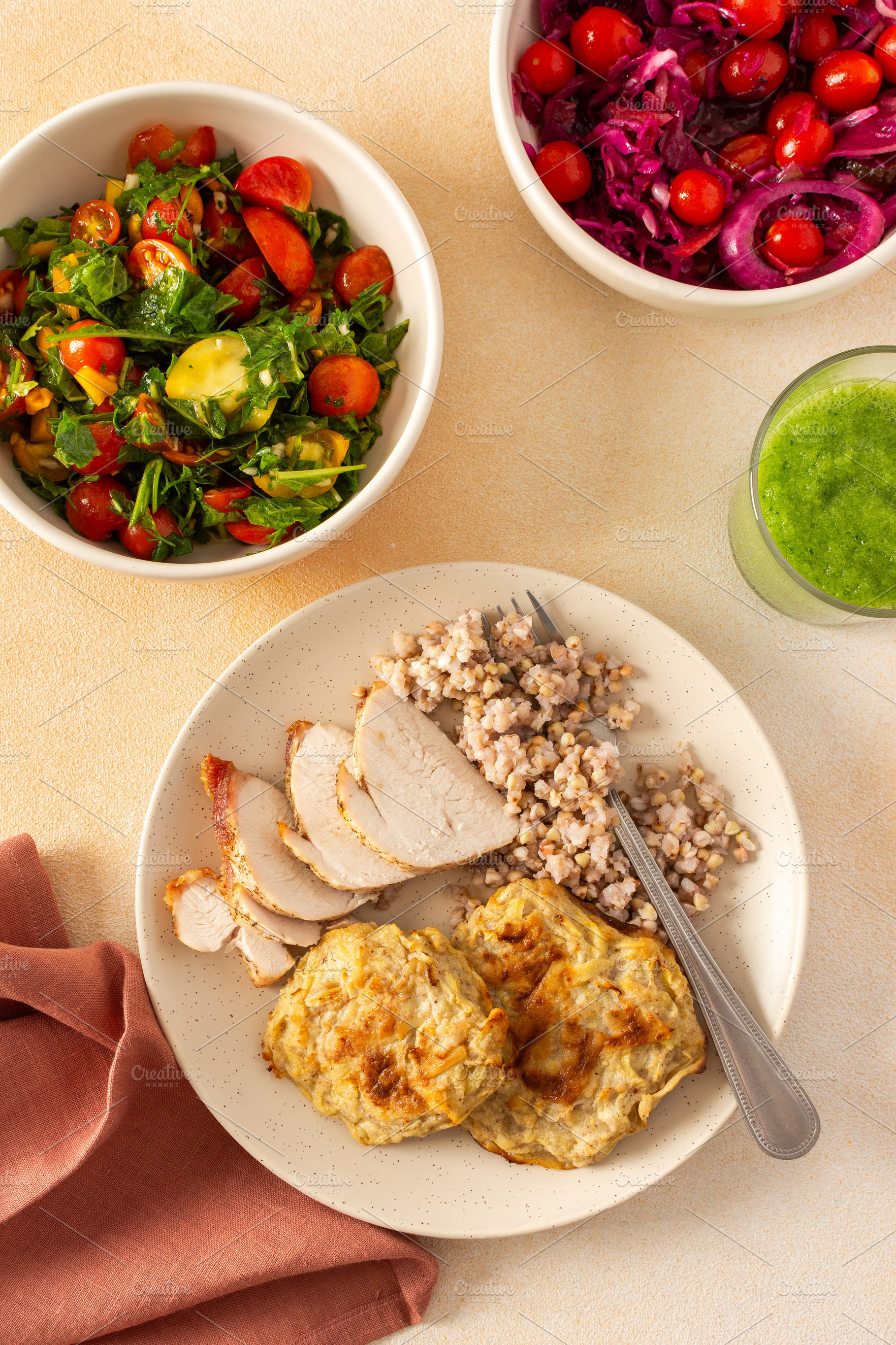 A healthy meal of green buckwheat, a Food & Drink Photo by Pundateam