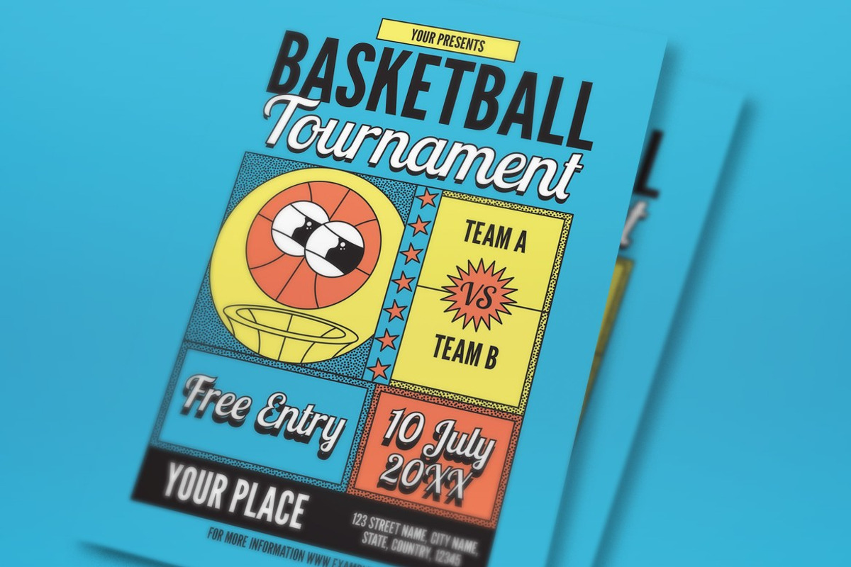 Blue Basketball Tournament Flyer Set, a Flyer Template by graphicook (Photo 2 of 3)