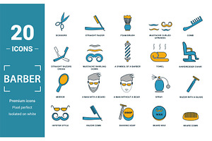 Barber Two Color Icon Set
