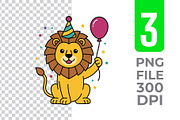 Party Lion Vector Trio Pack, an Object Graphic by Artonix (Thumbnail 3 of 3)