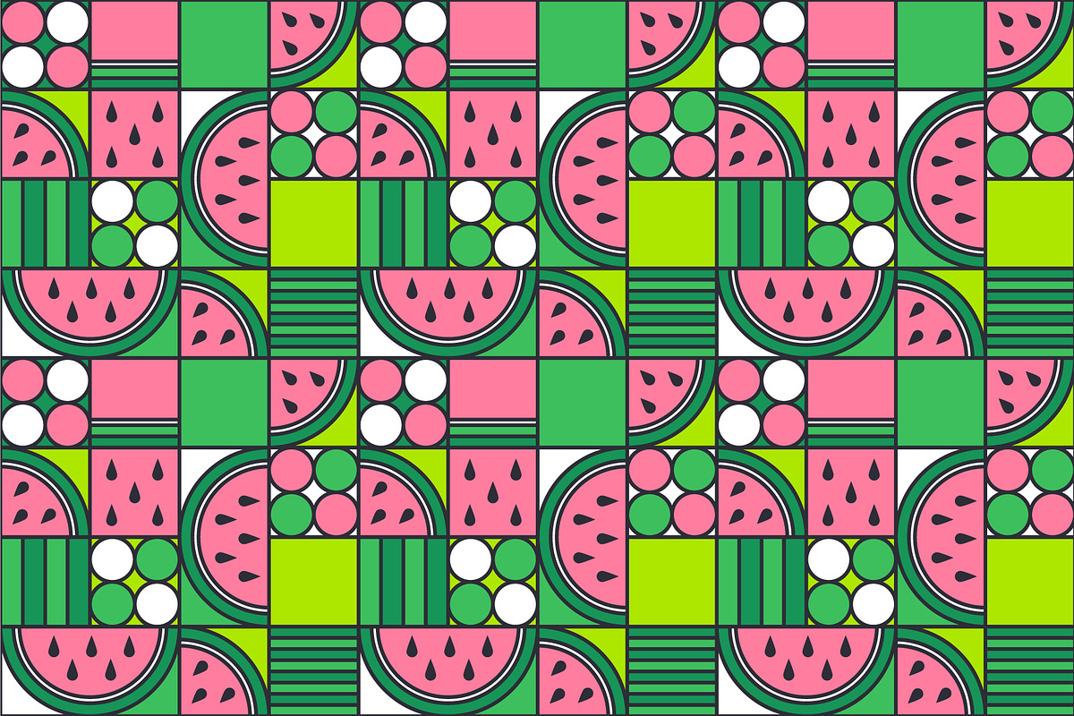 Geometric Watermelons pattern., a Pattern Graphic by Evgeniya Dzhumm (Photo 6 of 7)
