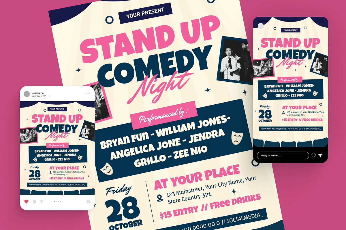 Stand Up Comedy Flyer Set, a Flyer Template by Annora Studio (Photo 2 of 6)