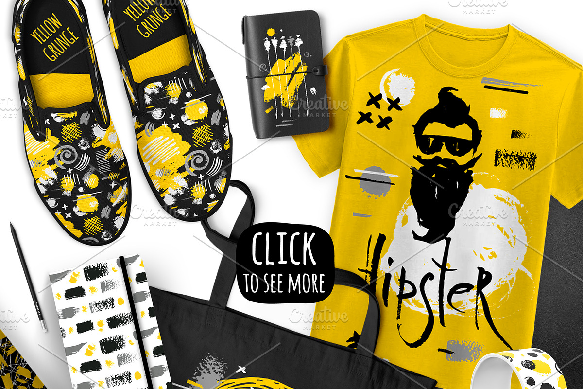 Grunge Style Yellow Collection, an Object Graphic by Iraida_Bearlala (Photo 3 of 5)