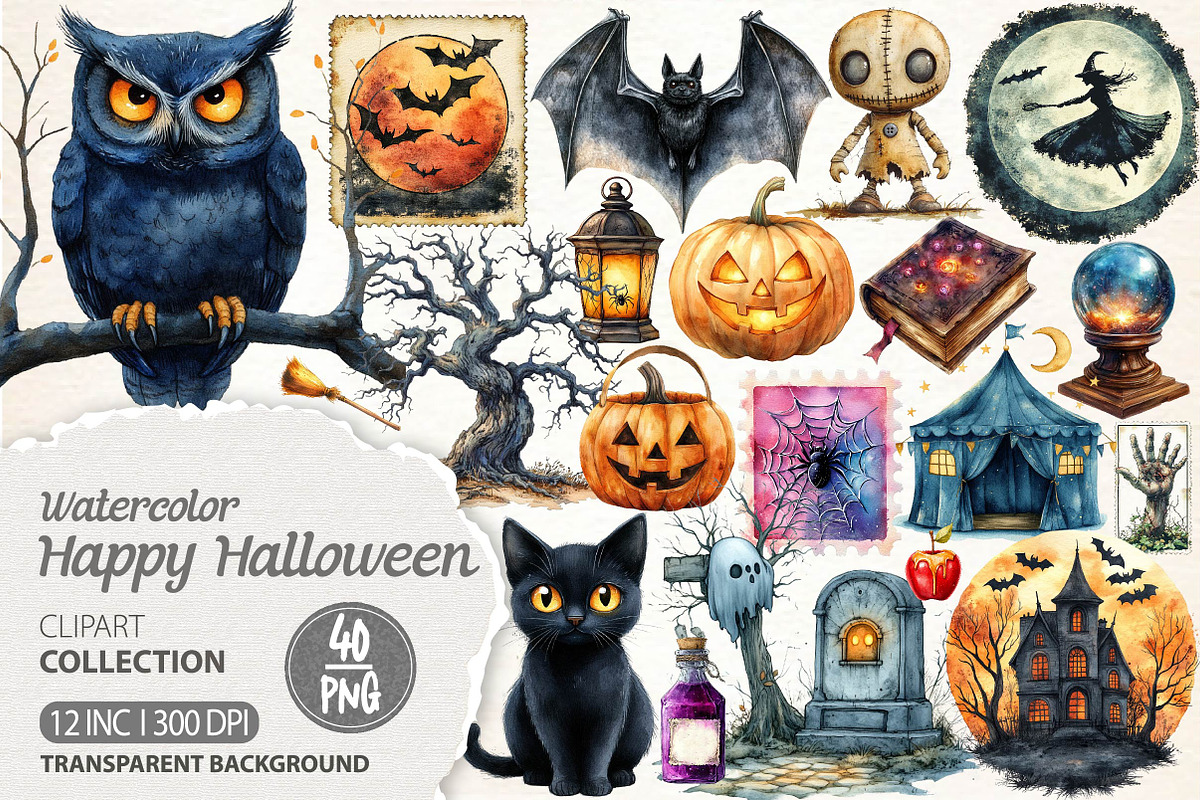 Halloween Sublimation Clipart, an Illustration by Dream Creation (Photo 1 of 5)