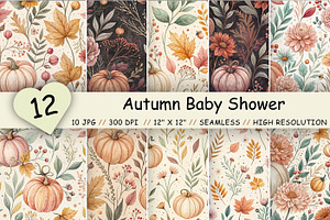 Autumn Baby Shower Digital Paper